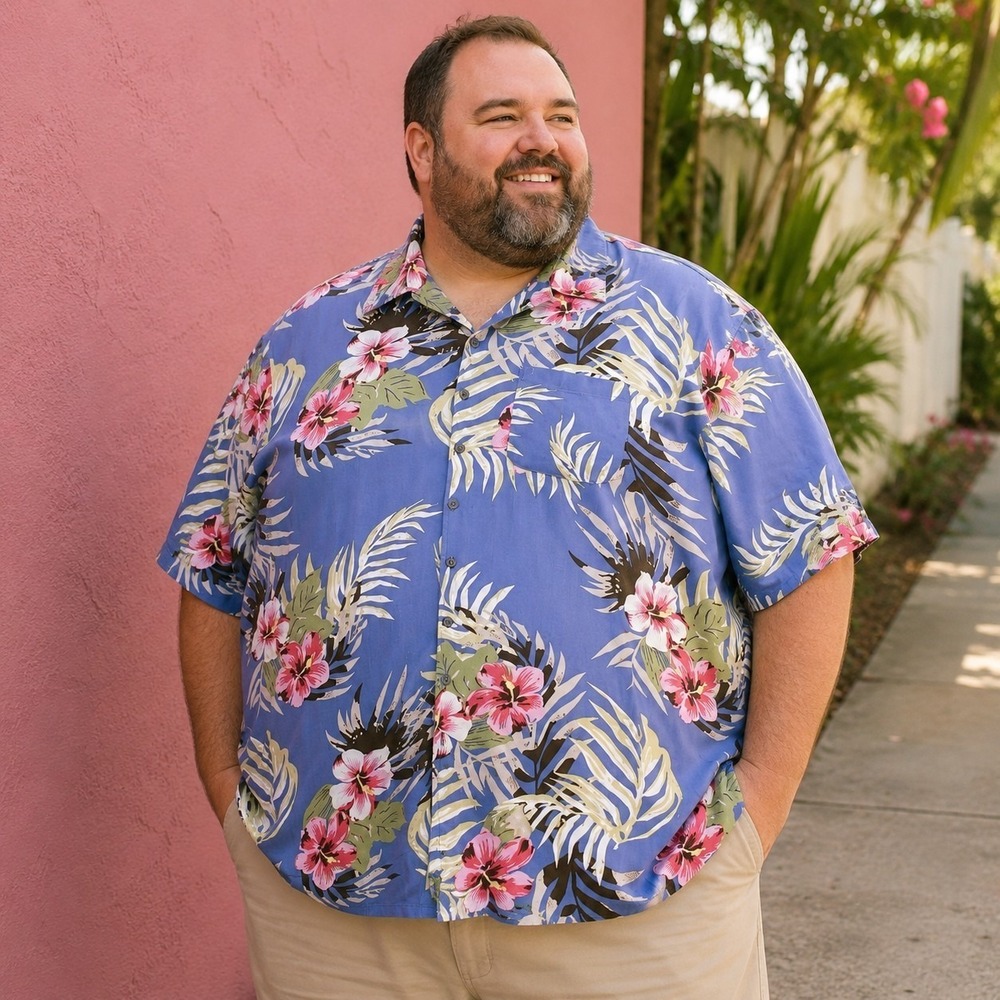 Island Passport Men's 6XL Hawaiian Camp Shirt Tropical Floral Aloha Cruise READ
